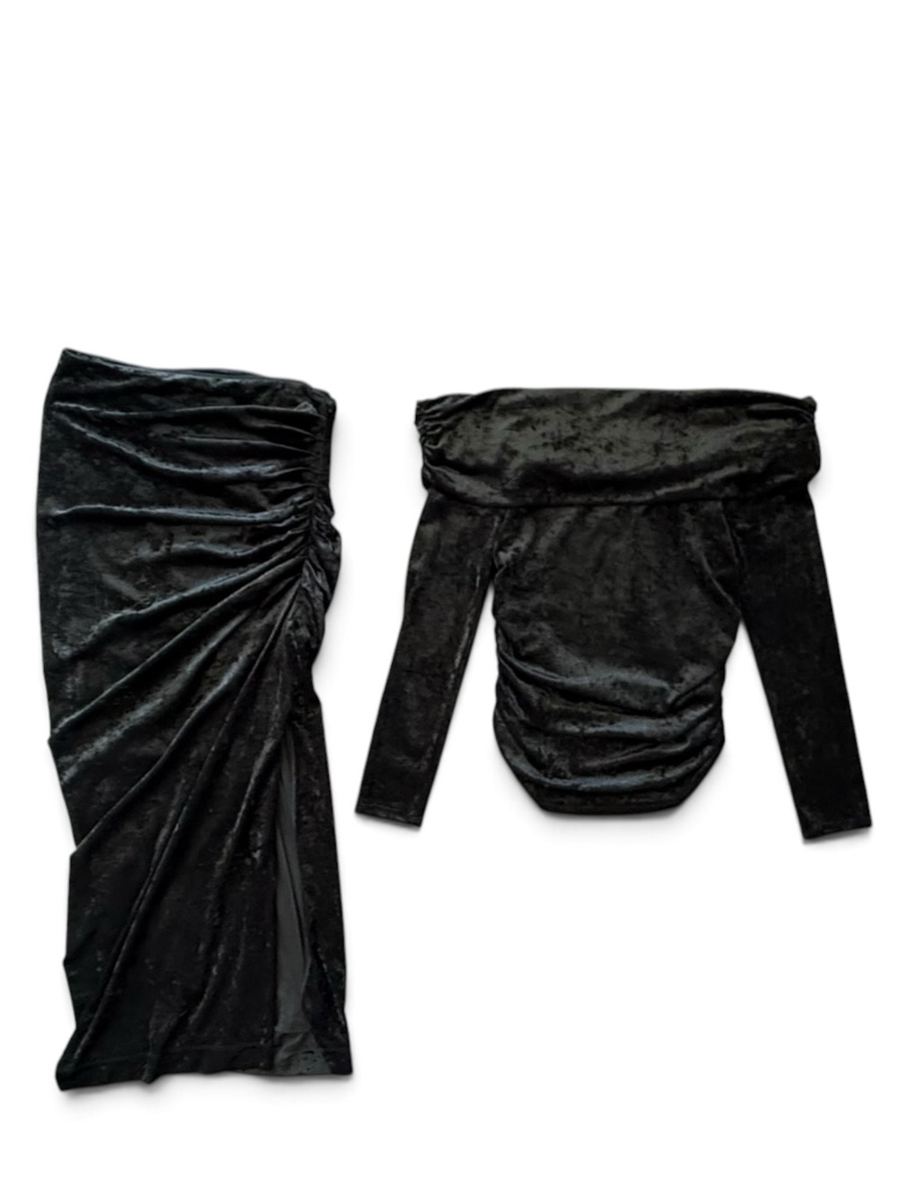Antonio Melani Women's Black Velvet Off-Shoulder Top Maxi Skirt Set Size 8 NWT - Picture 6 of 16